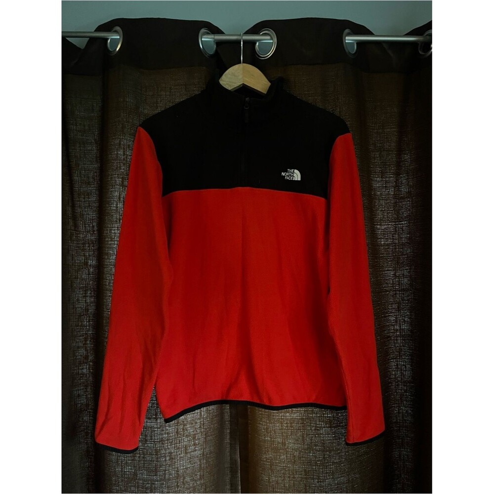 The North Face Black and Red Half-Zip Fleece Pullover